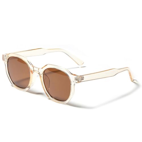 AGRIEVE Modische quadratische Sonnenbrille für Damen, Vintage-Brillenrahmen, trendig, klar, teebeige, Brillen für Herren, UV400-Schutz, Champagnertee, Einheitsgröße von AGRIEVE