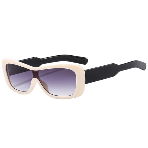 AGRIEVE Modische quadratische Sonnenbrille für Damen, einteilig, Retro-Trend, Farbverlauf, UV400, orange Sonnenbrille für Herren, Beige, Schwarz, Grau, Einheitsgröße von AGRIEVE