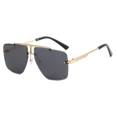 AGRIEVE Modische randlose Sonnenbrille für Herren und Damen, Doppelsteg, Metallrahmen, Sonnenbrille, Autofahrer-Sonnenbrille, UV400-Schutz, Gold/Schwarz, wie auf dem Bild von AGRIEVE