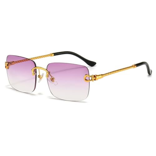 AGRIEVE Modische randlose Sonnenbrille mit Farbverlauf und Ozeanfolie, UV400, Violett, Einheitsgröße von AGRIEVE