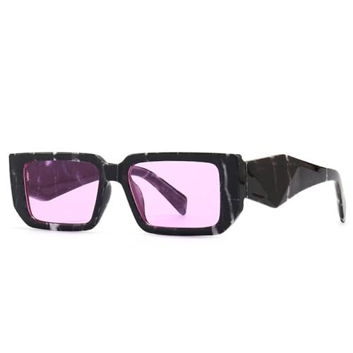 AGRIEVE Modische rechteckige Sonnenbrille für Damen, Retro-Sonnenbrille, UV400, bunt, Leopardenmuster, quadratisch, lila/rosa, für Herren, schwarzes Muster, lila, Einheitsgröße von AGRIEVE