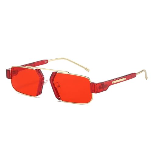 AGRIEVE Modische rechteckige Sonnenbrille für Damen und Herren, Reise- und Wanderstil, Luxus-Farbverlaufsgläser, Rahmen aus Legierung, trendige Brillen, UV400, C4, Einheitsgröße von AGRIEVE