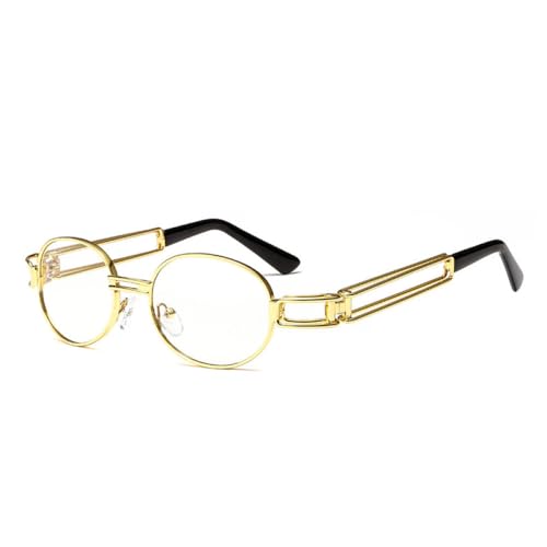 AGRIEVE Modische runde Sonnenbrille für Damen und Herren, Vintage, Metallrahmen, Steampunk-Sonnenbrille, UV400, C8 Gold, Klar, Einheitsgröße von AGRIEVE