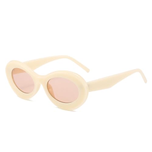 AGRIEVE Ovale Sonnenbrille für Damen, modisch, Grün/Lila, UV400-Schutz, Sonnenbrille für Herren, Beige/Champagner, Einheitsgröße von AGRIEVE