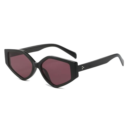 AGRIEVE Polygon Cat Eye Damen Sonnenbrillen Fashion Gradient Lens Eyewear Vintage Nieten Herren Sonnenbrillen,Schwarz Rot Lila,Einheitsgröße von AGRIEVE