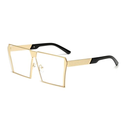 AGRIEVE Quadratische Metall-Sonnenbrille für Damen und Herren, modisch, großer Rahmen, Sonnenbrille, Damen, Vintage-Brille, Gold, klar, Einheitsgröße von AGRIEVE