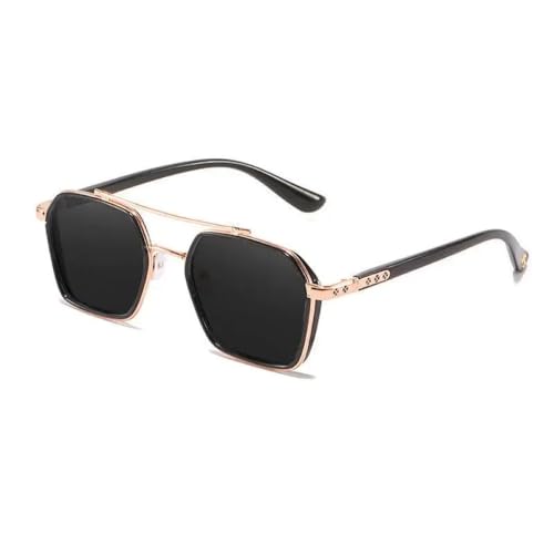 AGRIEVE Quadratische Metall-Sonnenbrille für Damen und Herren, trendige Auto-Fahrbrille, Gold, Einheitsgröße von AGRIEVE