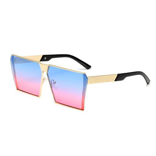 AGRIEVE Quadratische Sonnenbrille aus Metall für Damen und Herren, modisch, großer Rahmen, Sonnenbrille, Vintage-Brille für Damen, Gold, Blau, Rot, Einheitsgröße von AGRIEVE