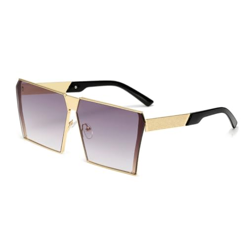 AGRIEVE Quadratische Sonnenbrille aus Metall für Damen und Herren, modisch, großer Rahmen, Sonnenbrille, Vintage-Brille für Damen, Gold, Grau, Einheitsgröße von AGRIEVE