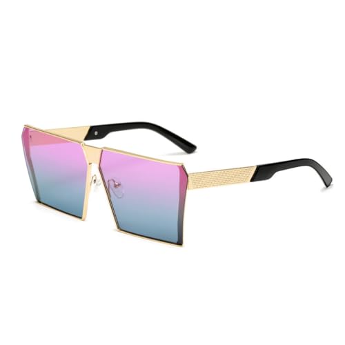 AGRIEVE Quadratische Sonnenbrille aus Metall für Damen und Herren, modisch, großer Rahmen, Sonnenbrille, Vintage-Brille für Damen, Gold, Lila, Grün, Einheitsgröße von AGRIEVE