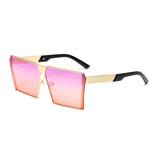 AGRIEVE Quadratische Sonnenbrille aus Metall für Damen und Herren, modisch, großer Rahmen, Sonnenbrille, Vintage-Brille für Damen, Gold, Lila, Pink, Einheitsgröße von AGRIEVE