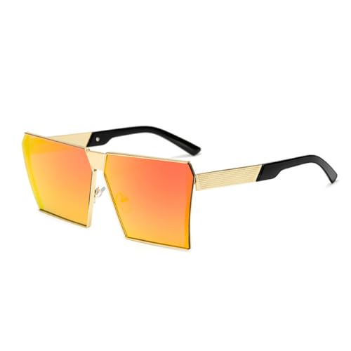 AGRIEVE Quadratische Sonnenbrille aus Metall für Damen und Herren, modisch, großer Rahmen, Sonnenbrille, Vintage-Brille für Damen, Gold, Rot, Einheitsgröße von AGRIEVE