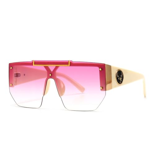 AGRIEVE Quadratische Sonnenbrille mit großem Rahmen für Damen, Luxusbrille für Herren, modisch, UV400, für den Sommer, Beige Pink, Einheitsgröße von AGRIEVE
