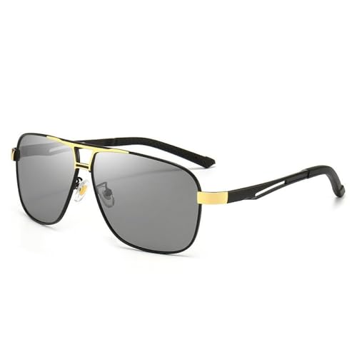 AGRIEVE Quadratische photochrome Sonnenbrille für Herren, Farbe ändern, Sonnenbrille, blendfrei, Autofahren, Gold, photochrom, Einheitsgröße von AGRIEVE