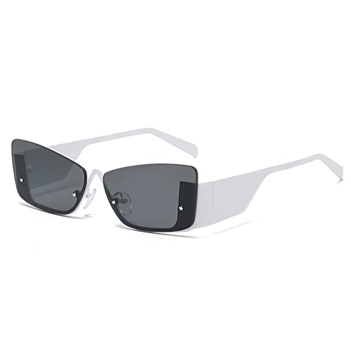 AGRIEVE Randlose Sonnenbrille, rechteckig, modisch, für Damen und Herren, kleine quadratische Sonnenbrille für Damen und Herren, Punk, UV400, Weiß Schwarz, Einheitsgröße von AGRIEVE
