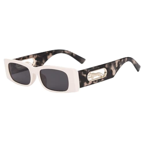 AGRIEVE Rechteckige Sonnenbrille für Damen, modisch, luxuriös, quadratisch, für Herren, klassische Punk-Brillen, Schattierungen von UV400, beige Leopard, Einheitsgröße von AGRIEVE