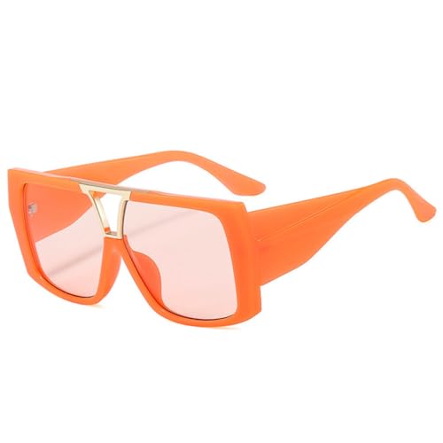 AGRIEVE Retro Doppelte Brücken Quadratische Sonnenbrille Frauen Farbverlauf UV400 Mode Doppelte Farbe Männer Übergroße Sonnenbrille, Orange Champagner, Einheitsgröße von AGRIEVE