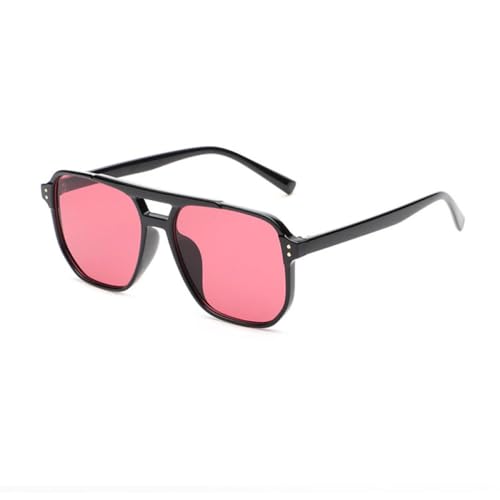 AGRIEVE Retro Double Bridges Quadratische Sonnenbrille Damen Mode Dekoration Brillen Schattierungen UV400 Herren Trendige Sonnenbrille, Schwarz Lila Rot, Einheitsgröße von AGRIEVE