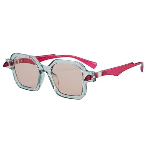 AGRIEVE Retro Einzigartige quadratische Sonnenbrille Damenmode Doppelfarben-Sonnenbrille UV400 Herren Trendige Punk-Sonnenbrille mit Polygonnieten, Klares Champagner, Einheitsgröße von AGRIEVE