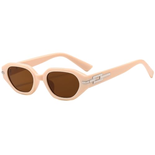 AGRIEVE Retro-Mode-Katzenaugen-Sonnenbrille für Damen und Herren, klassische Vintage-Sonnenbrille mit UV400-Schutz, für den Außenbereich, Beige, Einheitsgröße von AGRIEVE