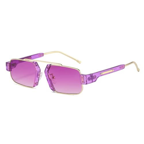 AGRIEVE Retro Quadratische Bunte Sonnenbrille Damen Mode Klar Ozean Farbverlauf Gläser Shades UV400 Männer Lila Rosa Sonnenbrille, Gold Lila, Einheitsgröße von AGRIEVE