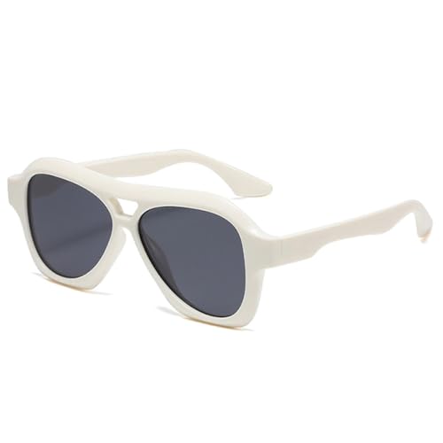 AGRIEVE Retro-Sonnenbrille mit Doppelsteg für Damen, modische Jelly-Farbtöne, UV400, trendige übergroße Sonnenbrille für Herren, Beige, Weiß, Grau, Einheitsgröße von AGRIEVE