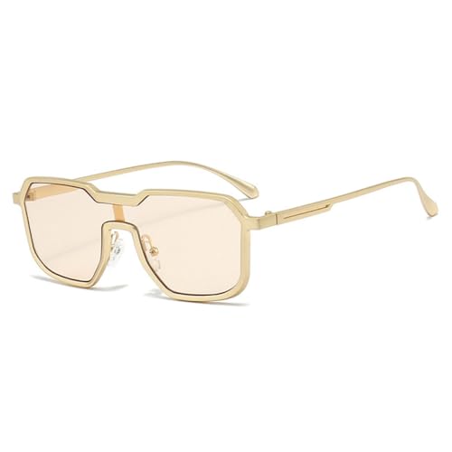 AGRIEVE Retro-Sonnenbrille mit quadratischem Metallrahmen für Herren, modische Punk-Sonnenbrille für Damen mit Farbverlauf, Gold-Champagner, Einheitsgröße von AGRIEVE
