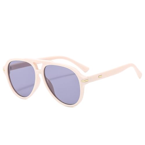 AGRIEVE Retro Übergroße Sonnenbrille mit Doppelsteg für Damen, modischer Farbverlauf, UV400-Schutz, für Herren, trendige Nieten-Sonnenbrille, Beige Hellviolett, Einheitsgröße von AGRIEVE