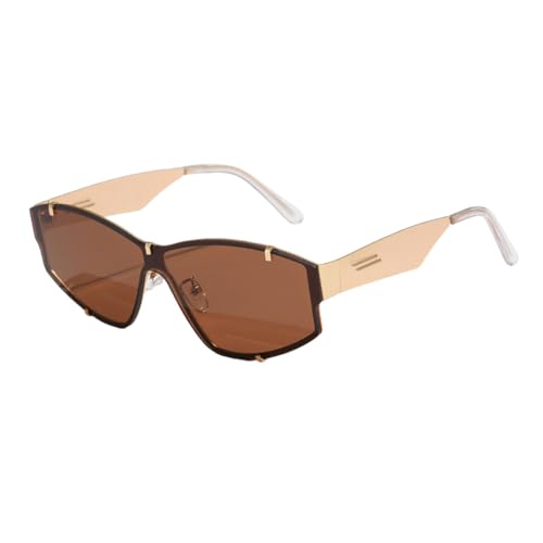 AGRIEVE Sonnenbrille aus Polygon-Metall für Herren, Vintage-Rahmen für Damen, Sonnenbrille für Herren, Luxus-Brille, UV400, Goldbraun, Einheitsgröße von AGRIEVE