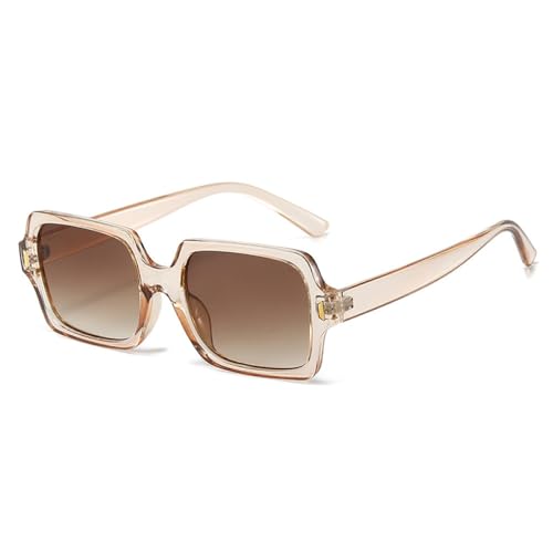 AGRIEVE Sonnenbrille für Damen, quadratisch, Retro, UV400, modische Nieten, Farbverlauf, für Herren, Champagnertee, Einheitsgröße von AGRIEVE