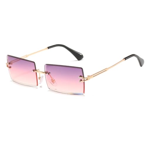 AGRIEVE Sonnenbrille für Damen, randlos, rechteckig, mit Farbverlauf, UV400, Violett/Pink, Einheitsgröße von AGRIEVE