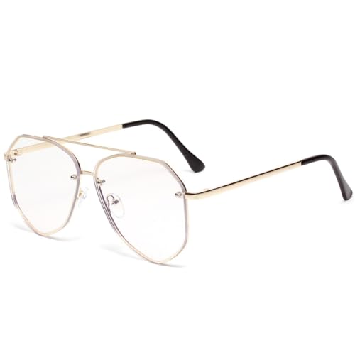 AGRIEVE Sonnenbrille im Retro-Look für Damen und Herren, verspiegelt, luxuriös, Metall, Vintage-Sonnenbrille, UV400, Gold, transparent, Einheitsgröße von AGRIEVE