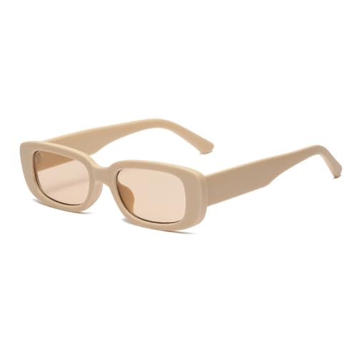 AGRIEVE Sonnenbrille im Vintage-Stil, klein, rechteckig, matt, für Herren, UV400, Beige-Champagner, Einheitsgröße von AGRIEVE