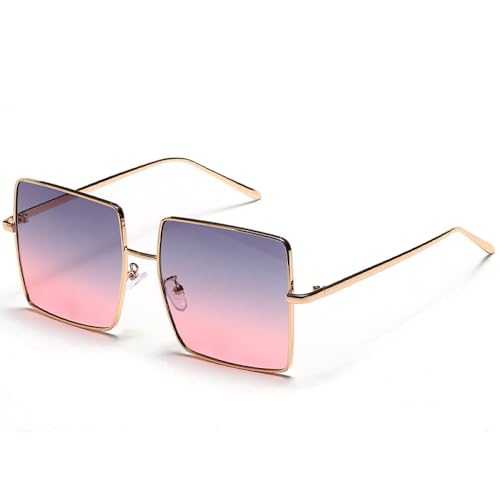 AGRIEVE Sonnenbrille mit großem Rahmen, quadratisch, für Damen, modische Sonnenbrillen für Herren, dünne Tönung, für Damen, Outdoor-Brille, Reise-Sonnenbrille, Violett, Rosa, Einheitsgröße von AGRIEVE