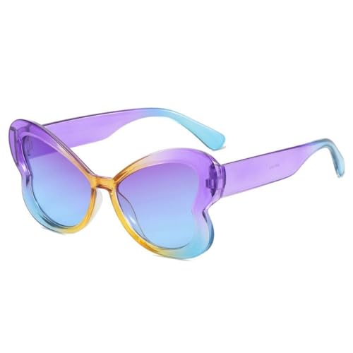 AGRIEVE Süße bunte Sonnenbrille, stilvolle Katzenaugen-Sonnenbrille für Damen, Bonbonfarben, trendige Farbverlauf-Partybrille für Damen, Lila Blau, Einheitsgröße von AGRIEVE