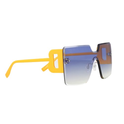 AGRIEVE Übergroße, quadratische, randlose Sonnenbrille mit einem Objektiv, modische Herren- und Damen-Sonnenbrille, UV400-Vintage-Brille, Blau, Einheitsgröße von AGRIEVE