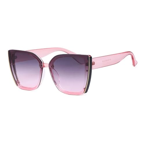 AGRIEVE Übergroße Cat-Eye-Sonnenbrille für Damen, luxuriös, modisch, großer Rahmen, quadratische Sonnenbrille für Herren, Retro, trendige Cateye-Brille, lila rosa, Einheitsgröße von AGRIEVE