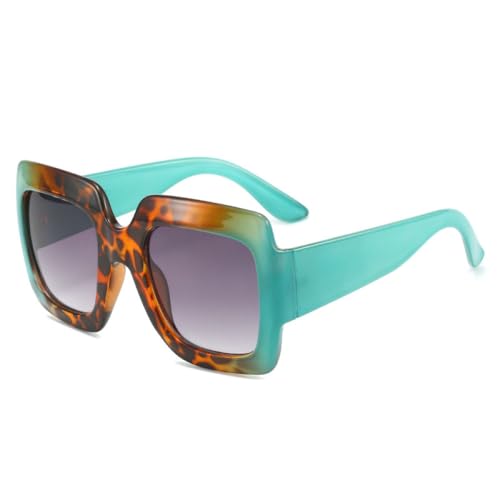AGRIEVE Übergroße quadratische Sonnenbrille für Damen, modischer Farbverlauf, UV400-Schutz, Sonnenbrille für Outdoor-Sportarten, Blauer Leopard, Einheitsgröße von AGRIEVE