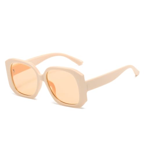 AGRIEVE Übergroße quadratische Sonnenbrille im Vintage-Stil, klassisch, für Damen, groß, fürs Autofahren im Freien, trendig, für Herren, De Sol Hombre, UV400, Beige, Einheitsgröße von AGRIEVE