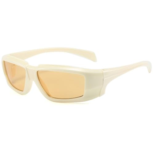 AGRIEVE Vintage Eyewear Sonnenbrille Ovale Sonnenbrille Damen Herren Shades Sport Sonnenbrille, BEIGE, GELB, Einheitsgröße von AGRIEVE