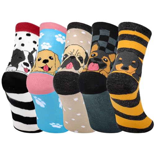 AGRIMONY Hundesocken für Frauen Mädchen Damen Freundin - Lustige Geburtstagsgeschenke Baumwolle Bunte Mit Motiv Socken - Muttertagsgeschenk Ostern Geschenke für Hundeliebhaber Weihnachtsgeschenke von AGRIMONY