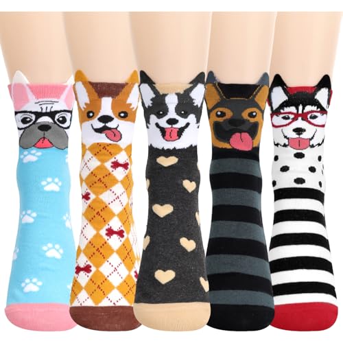 AGRIMONY Hundesocken für Frauen Mädchen Damen Freundin - Lustige Geburtstagsgeschenke Baumwolle Bunte Mit Motiv Socken - Muttertagsgeschenk Ostern Geschenke für Hundeliebhaber Weihnachtsgeschenke von AGRIMONY