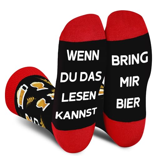 Lustige Bier Socken Herren Papa Junge - Wenn Du Das Lesen Kannst Bring Mir Bier - Bunte Männer Freund Witzige Motiv Coole Bedrucken Socken - Ostern Geschenk Vatertag Weihnachten Strümpfe Geschenkideen von AGRIMONY