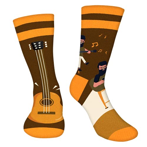 Lustige Gitarre Socken Herren Papa Jungen -Musik Bunte Lustig Männer Witzige Socken Mit Motiv Coole Bedrucken Verrückte Muster Funny Socks-Musiker Musik Valentinstag Weihnachten Geschenke Vatertag von AGRIMONY