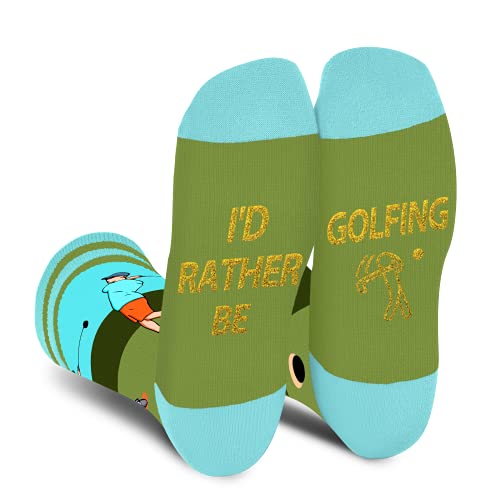 AGRIMONY Lustige Golf Socken Herren Papa Jungen-I’D RATHER BE GOLFING Socken Bunte Lustig Motiv Coole Verrückte Vatertagsgeschenke Ostern Witzige Golfer Geschenke Weihnachten Geschenkideen von AGRIMONY