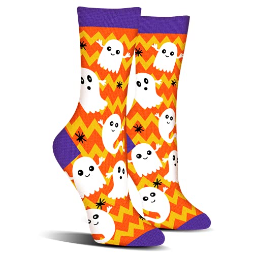 AGRIMONY Lustige Halloween Socken für Frauen Damen Teenager Mädchen Geist Gespenstisch Spaß Niedlich Verrückt deko Funky Crew Sockenn – Halloween-Geschenke Strümpfe kostüm von AGRIMONY