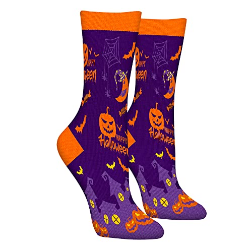 AGRIMONY Lustige Halloween Socken für Frauen - Kürbis Katze Spaß Damen Socken Neuheit verrückte lustige Geschenk niedliche Tier Crew lässige Socke - Halloween Katze Geschenke für Katzenliebhaber von AGRIMONY