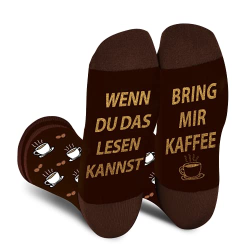 Lustige Kaffee Socken Herren Papa Junge - Wenn Du Das Lesen Kannst Bring Mir Kaffee - Bunte Männer Witzige Motiv Coole Verrückte Socken Ostern Geschenk Vatertag Weihnachten Strümpfe Geschenkideen von AGRIMONY