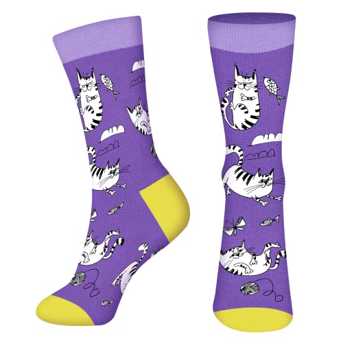 Lustige Katzen Socken Damen Mädchen Mama Frau Oma-Bunte Tier Cat Lustig Frauen Socken Motiv Witzige Süße Coole Verrückte Socken Katzenliebhaber Geschenk Muttertag Weihnachten Geschenkideen Funny Socks von AGRIMONY