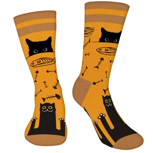 AGRIMONY Lustige Katzen Socken Herren Damen - Lustig Tier Bunte Coole Männer Socken Witzige Vatertagsgeschenk Katzenliebhaber Geschenke für Männer Papa Ehemann Halloween Weihnachten Geschenkideen von AGRIMONY